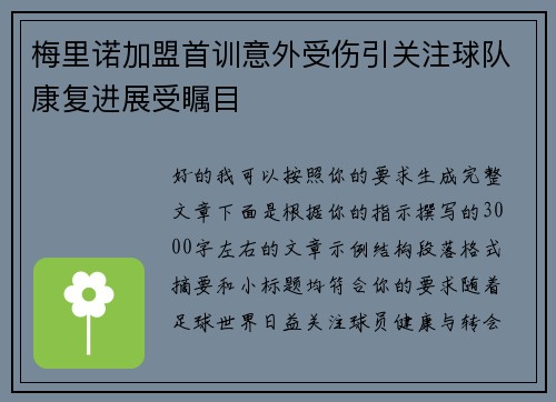 梅里诺加盟首训意外受伤引关注球队康复进展受瞩目 梅里诺加盟首训意外受伤引关注球队康复进展受瞩目